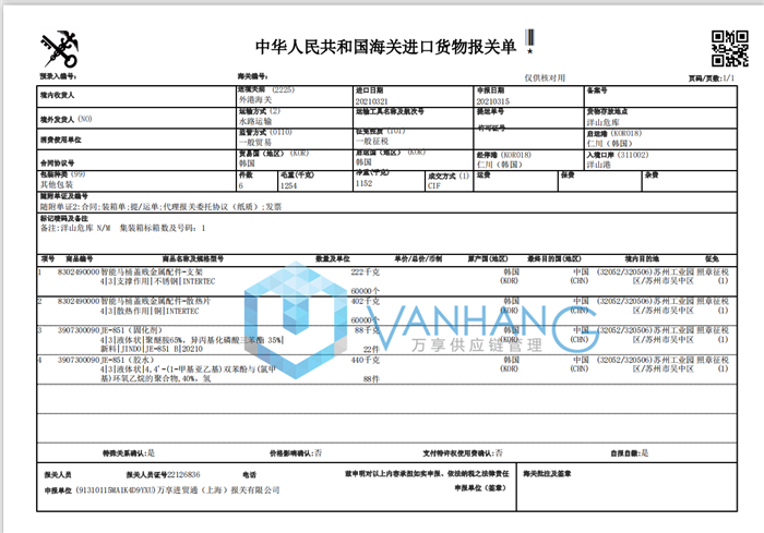 進(jìn)口智能馬桶賤金屬配件清關(guān)